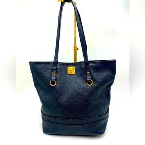 Auth Louis Vuitton Navy Blue Empriente Monogram Shopper Tote Bag